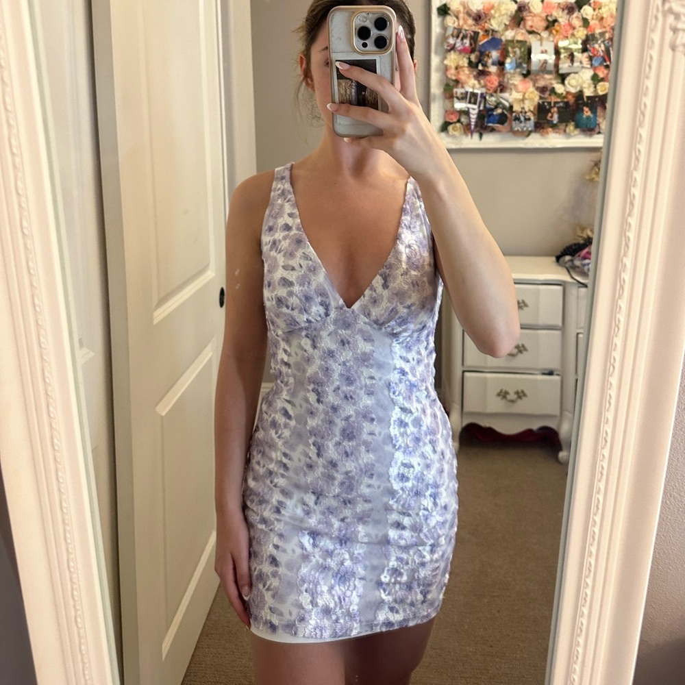 Beginning Boutique Harrie Purple Lace Mini Dress
